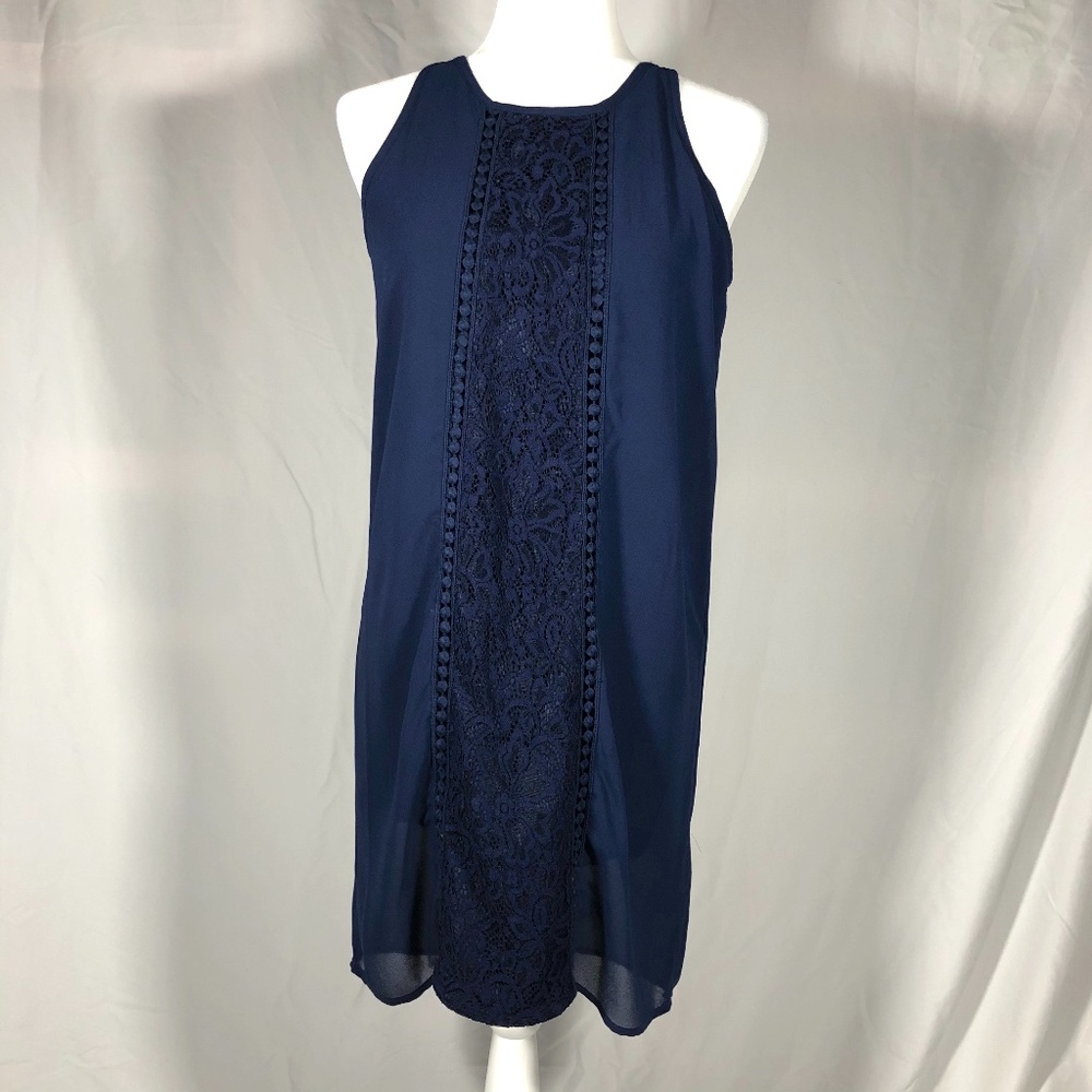 Navy Lace Accent Dress